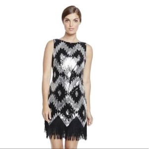NWT 💖VINCE CAMUTO 💖Women's Aztec Sequin Fringe Shift Dress SZ 12